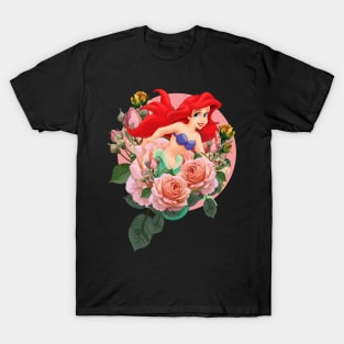 ariel mermaid floral flower T-Shirt